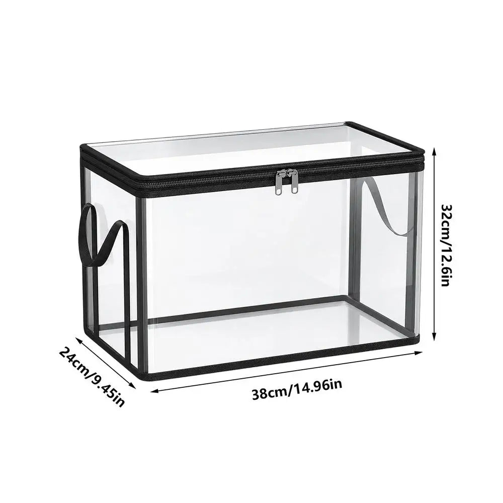 Clear Plastic Book Storage Box Large Capacity Stackable Organizer Container Toy Clothes Organizer Bins for Home Bedroom Dorm Zpaxo L Black