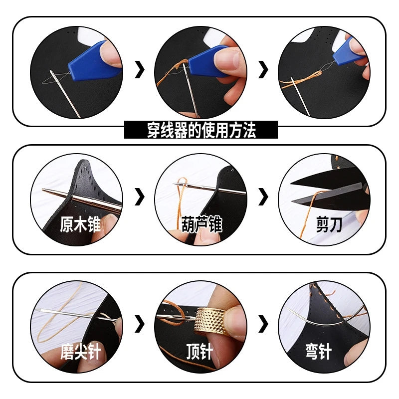 Leather Upholstery Repair Sewing Kit with Waxed Thread Sewing Needles Awls for Shoes Sofa Carpet Repair Zpaxo