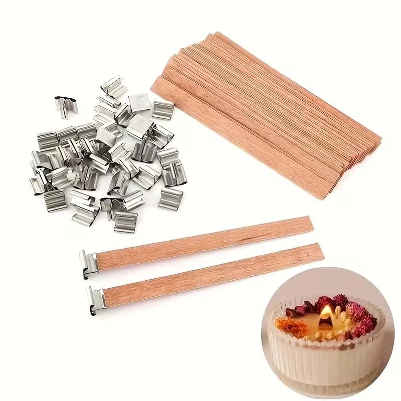 20-Pack Wooden Candle Wicks with Metal Base – DIY Candle Making Candle Making Wicks Zpaxo