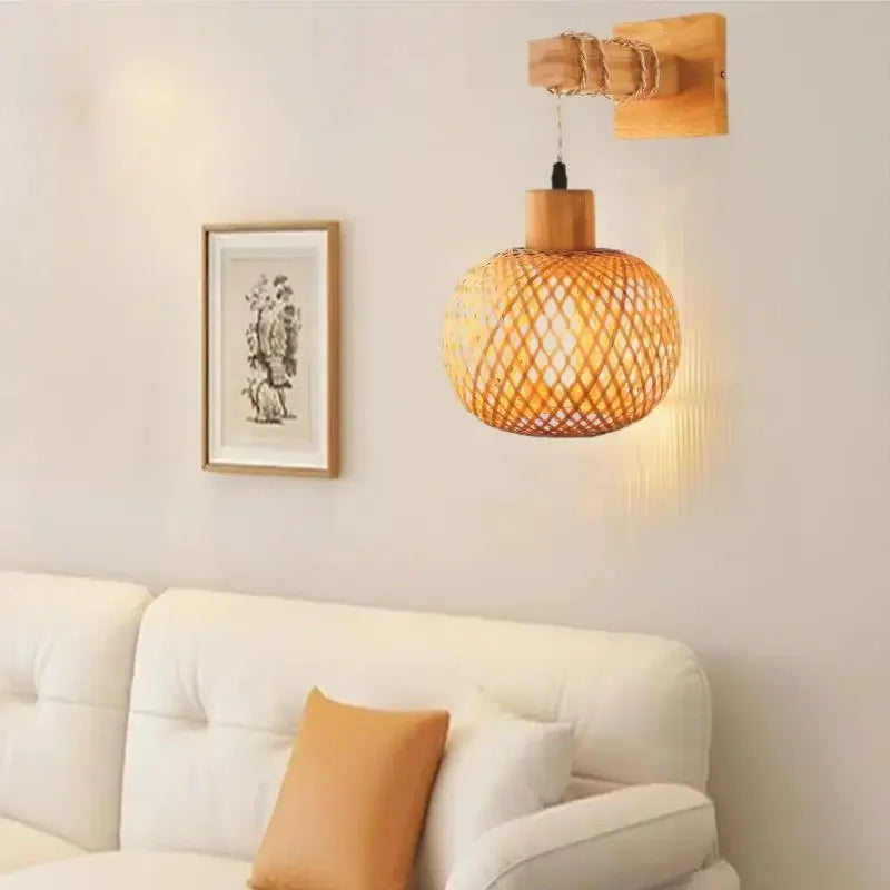 1Pcs Bamboo Lampshade Ceiling Pendant Lamp Hanging Lamp Handmade Rattan Light Fixture For Restaurant Dining Room Indoor Lighting Zpaxo