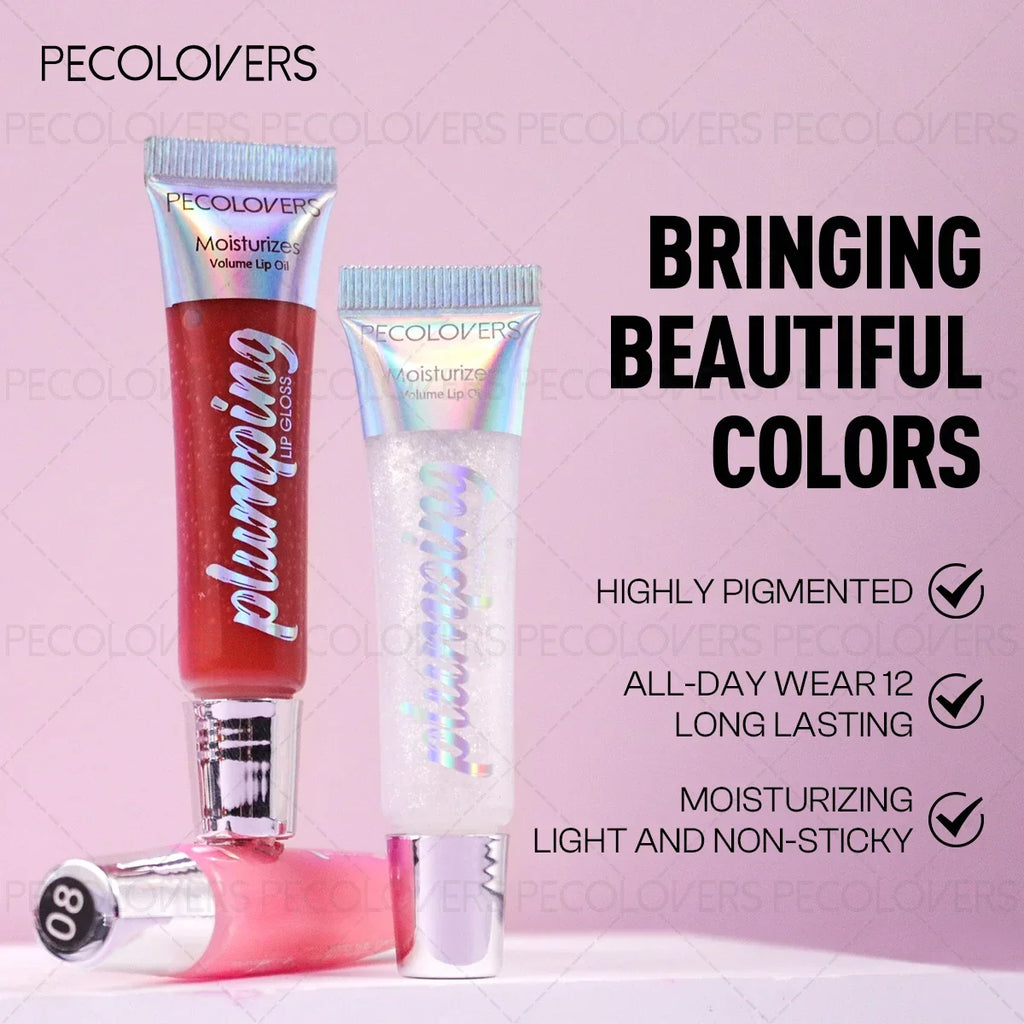1PC Transparent Lip Oil, Moisturizing Hydrating, Fine Shimmer Liquid Lipstick, Creates Glossy Mirror Shine Effect Zpaxo