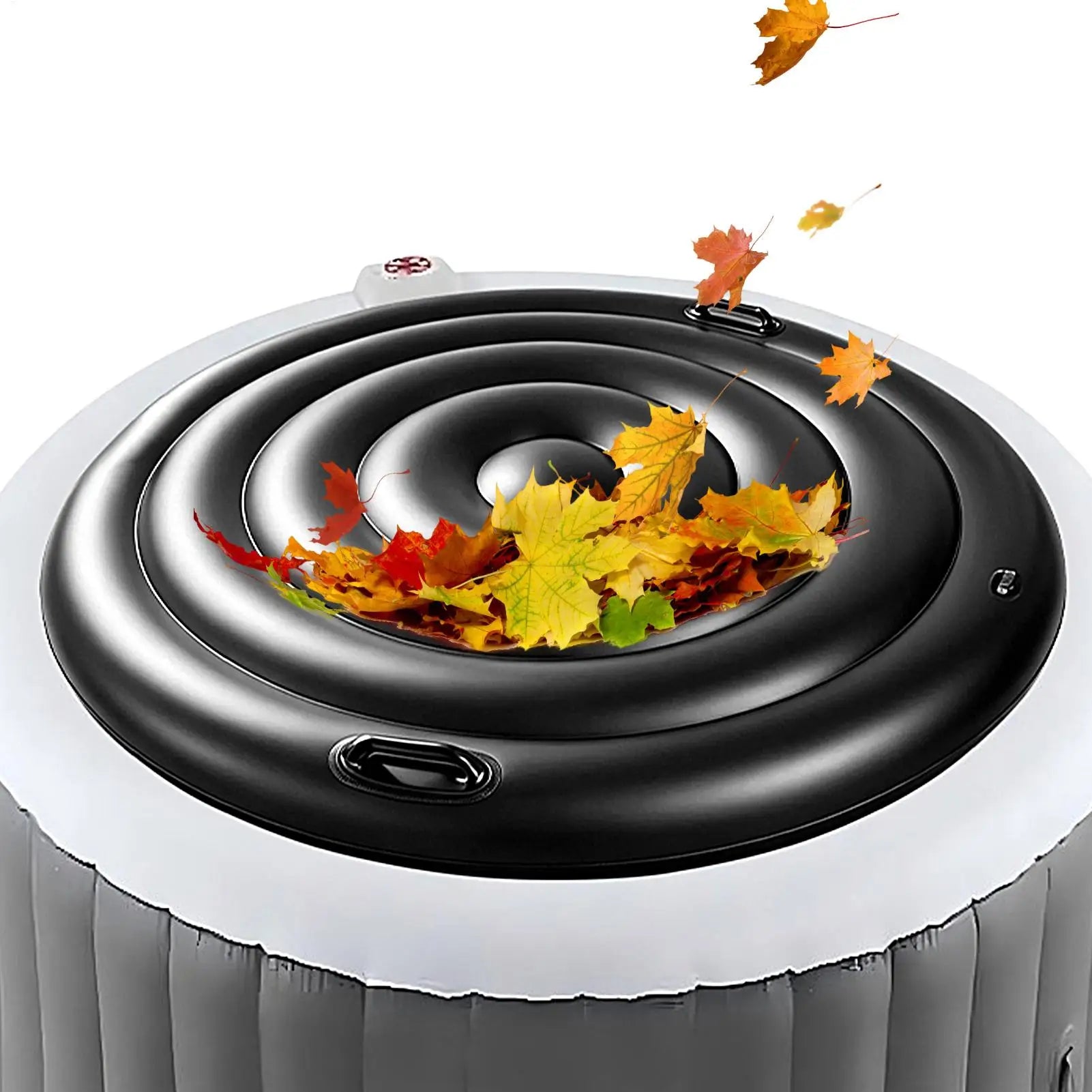 Inflatable Tub Cover Energy Saving Round Protective Lid Handles