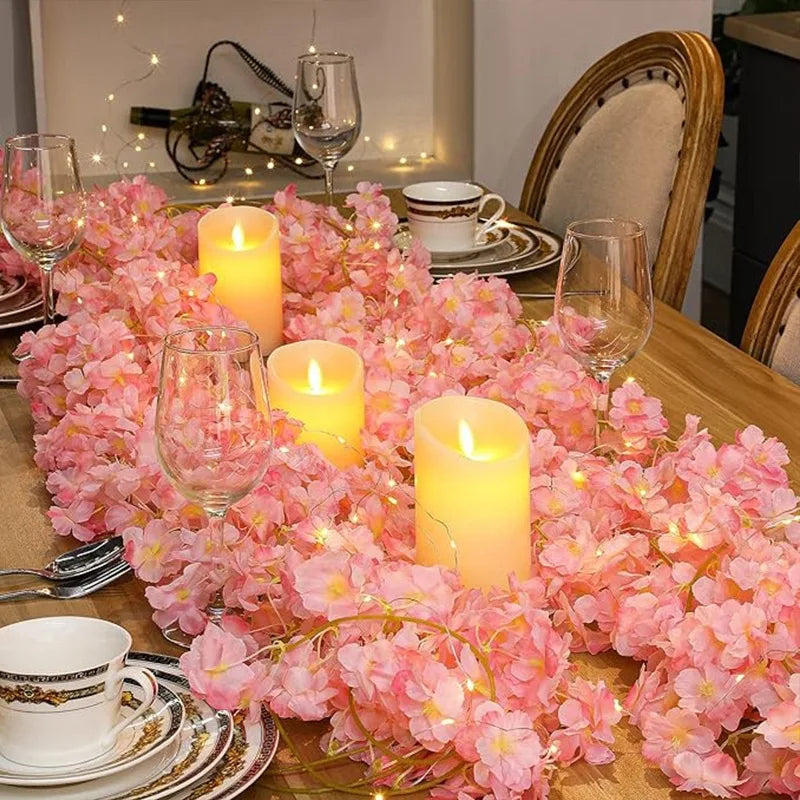 Artificial Sakura Flowers Vine Fake Flower Cherry Blossom Garland