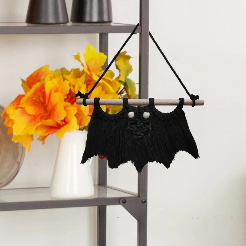 3D Hand-knitted Black Bat Hanging Ornament Tapestry Halloween