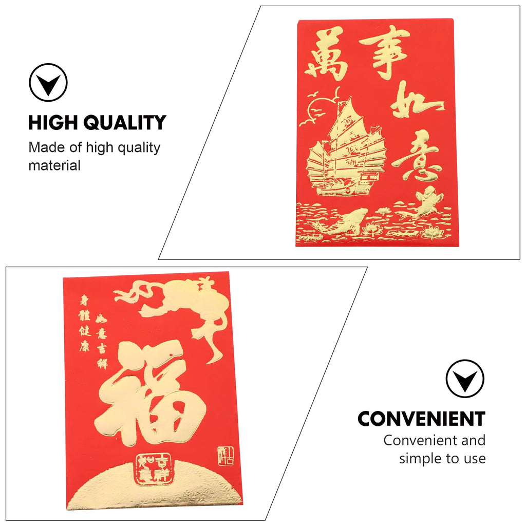 160Pcs 2024 Chinese New Year Red Envelopes Spring Festival Lucky Pocket Hongbao Children Gifts Red Bags Zpaxo