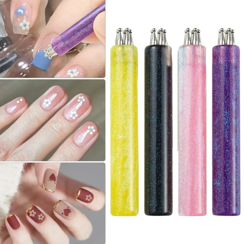 Multi-purpose 5 Petal Flower Nail Dotting Pen Art Acrylic Rhinestones Zpaxo