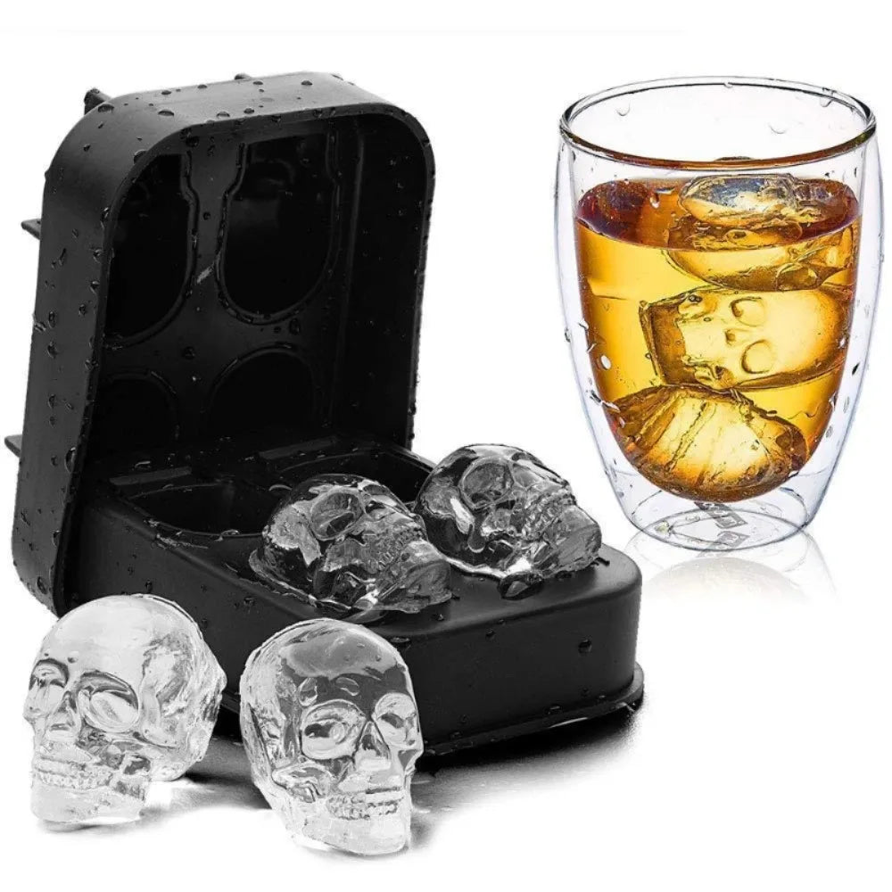 3D Skull Silicone Mold Ice Cube Tray Mould Maker Ball Whiskey Wine Zpaxo