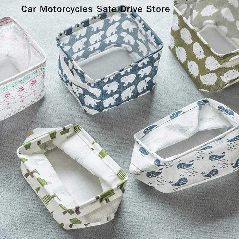 CM1PC Cotton Linen Fabric Waterproof Storage Basket Sundries Toy