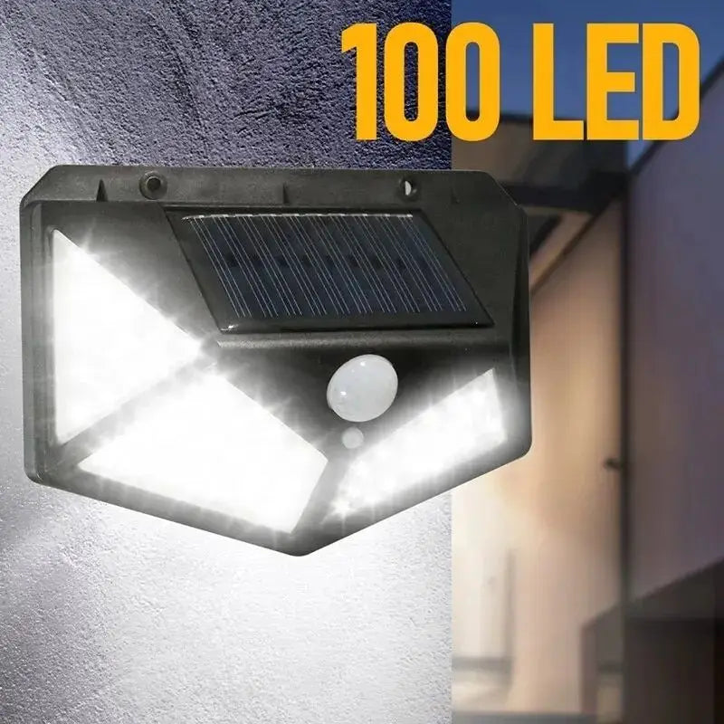 100 LED Solar Wall Light Outdoor PIR Motion Sensor Garden Lamp