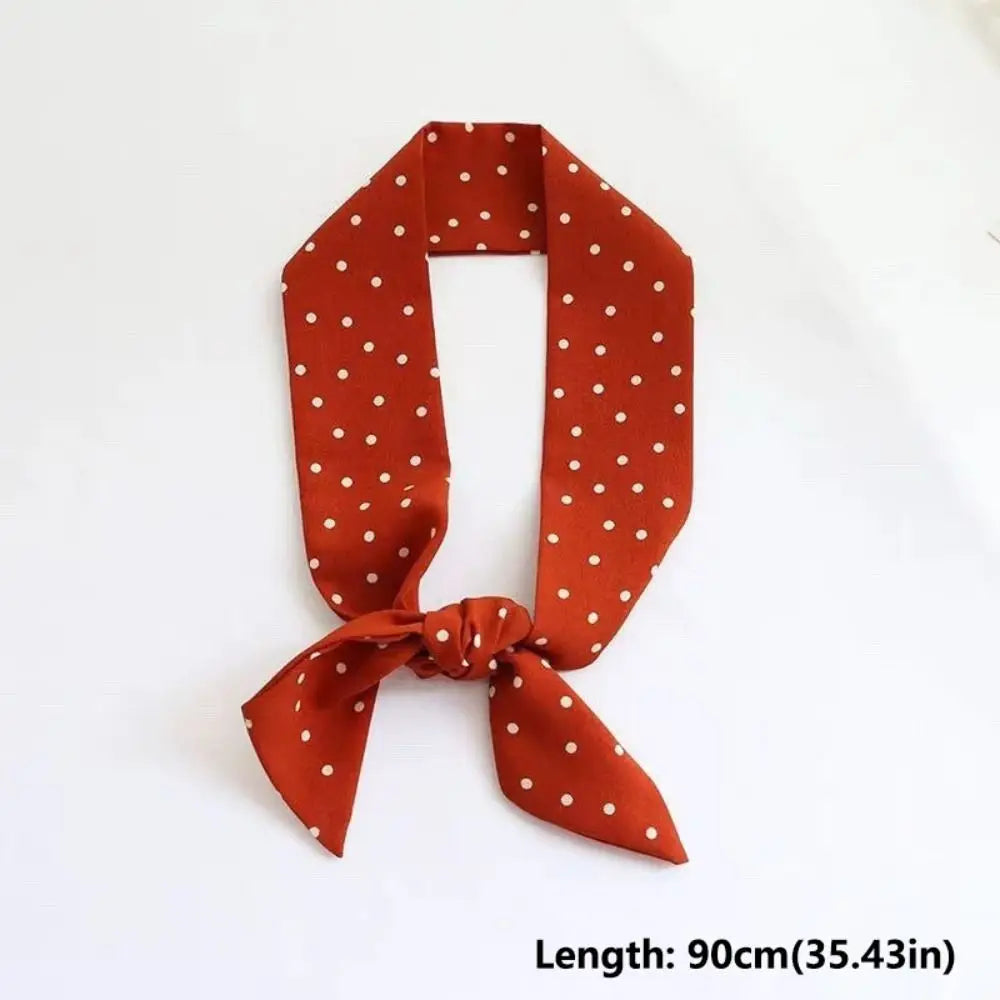 Fashion Polka Dot Narrow Edge Silk Scarf Luxury Korean Style Neck Strap Multifunctional Versatile Hair Band Clothing Accessories Zpaxo