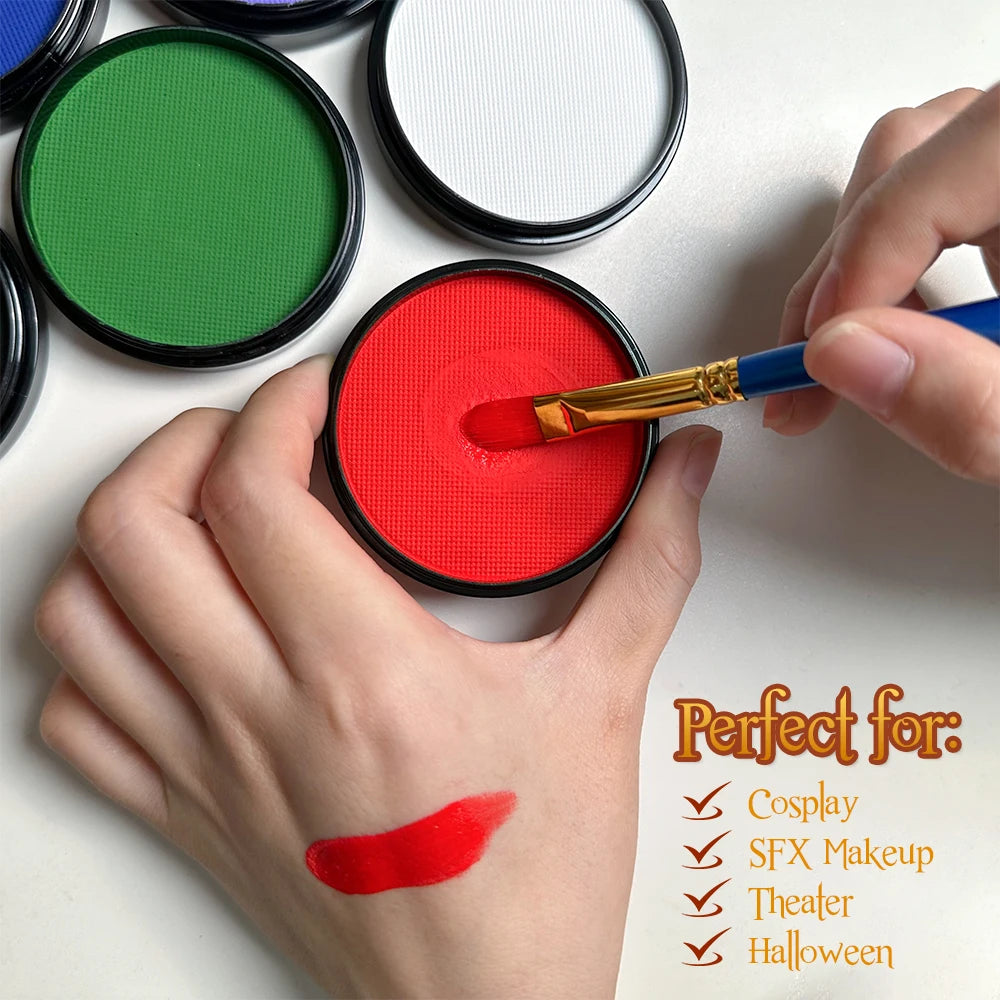 Water-activated Face Body Painting Palette Monochromatic Halloween Zpaxo
