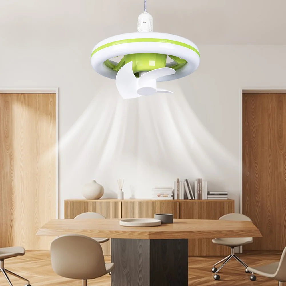 Ceiling Fan with RGB LED Light Remote Control/Switch Control Smart Silent Ceiling Fan E27 Base Cooling Fans Lamp for Living Room Zpaxo