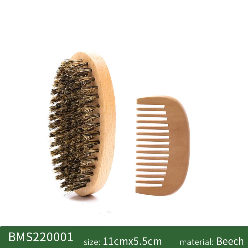 Boar Bristle Beard Brush for Men Beard Grooming Kit with Scissor Wooden Mustache Comb Beard Growth Beard Kit Barba Accesorios Zpaxo 2pc set