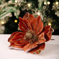 26cm Glitter Artificial Poinsettia Christmas Flower Decor Artificial Christmas Flower Zpaxo Orange
