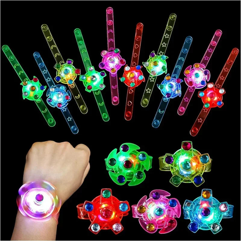 12Pcs LED Luminous Spinner Bracelets Kids Birthday Party Favors Pinata Goodie Bag Filler Luminous Party Supplies Christmas Gifts Zpaxo 12pcs
