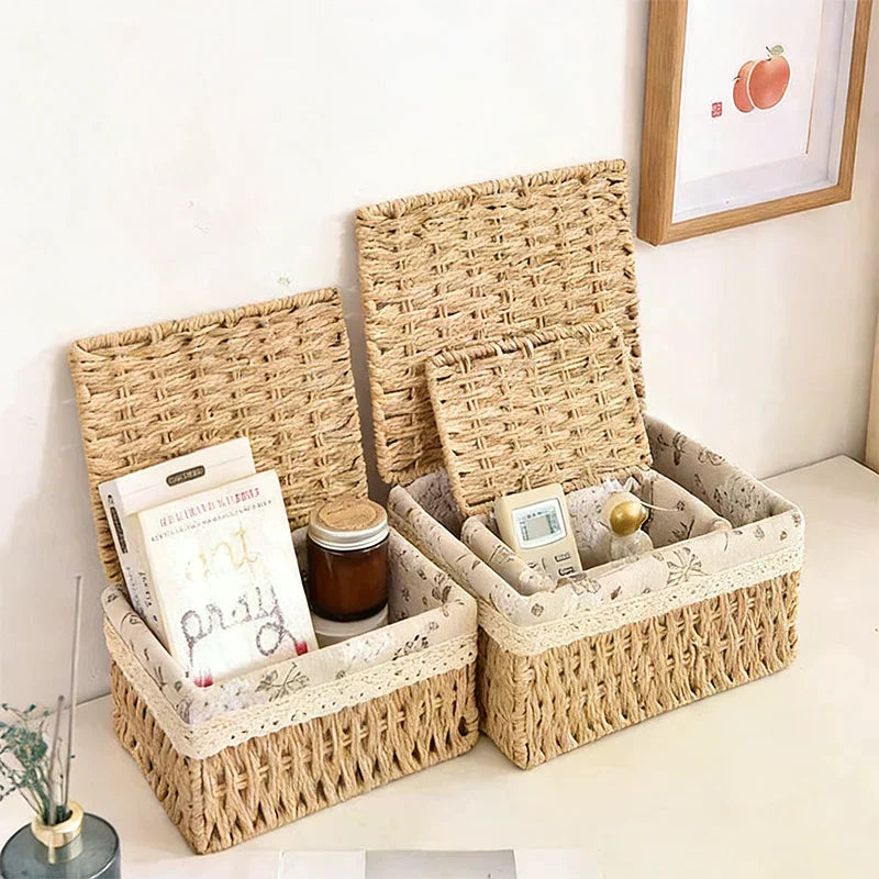 For Toys Snacks And Miscellaneous Items Desktop Cosmetic Storage Box Household Rattan Woven Storage Box Zpaxo