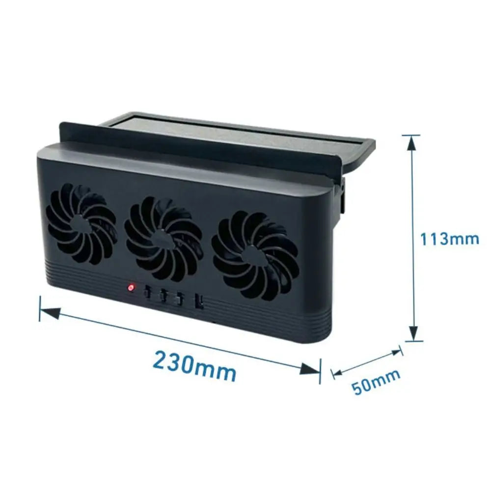 Durable 3 Head Solar Car Cooling Fan Air Vent Radiator Exhaust ABS Zpaxo