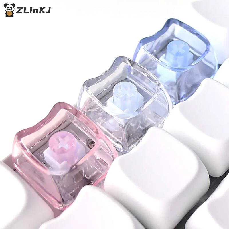 10 Cute Cat Shaped Transparent Keycaps PBT 1U Blank Key Caps MAO Zpaxo