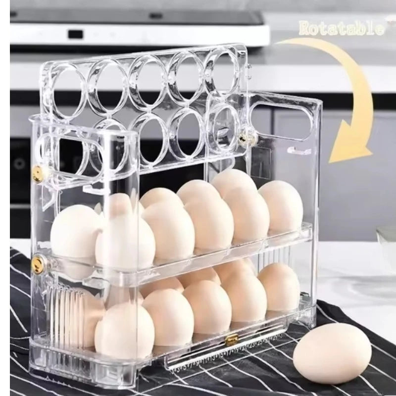 Auto-Flip Fridge Egg Tray – Side Door Egg Storage Box Egg Storage Organizer Zpaxo