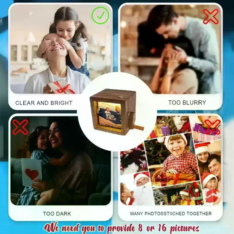 Hand Motion Page-turning Photo Machine Decorative Easy To Install Luminous Hand Crank Photo Flip Book Frame 8/16 Photos Zpaxo