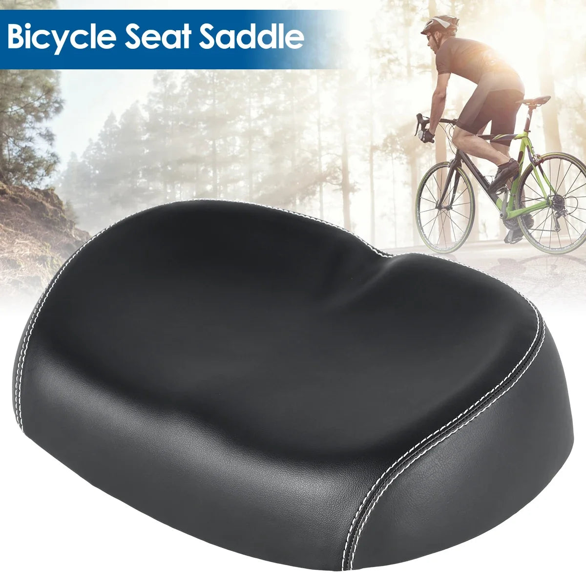 Bicycle Seats PU Waterproof Large Noseless Bike Saddle Shock-Absorbing Comfortable Foam Widened Soft Cushion for MTB Road Bike Zpaxo