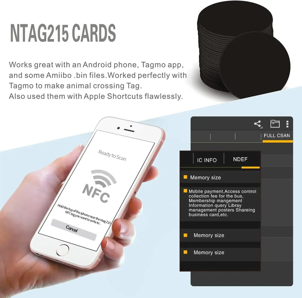 10 RFID NFC Ntg215 Tags Black Sticker 13 56MHz 215 Adhesive Labels Zpaxo
