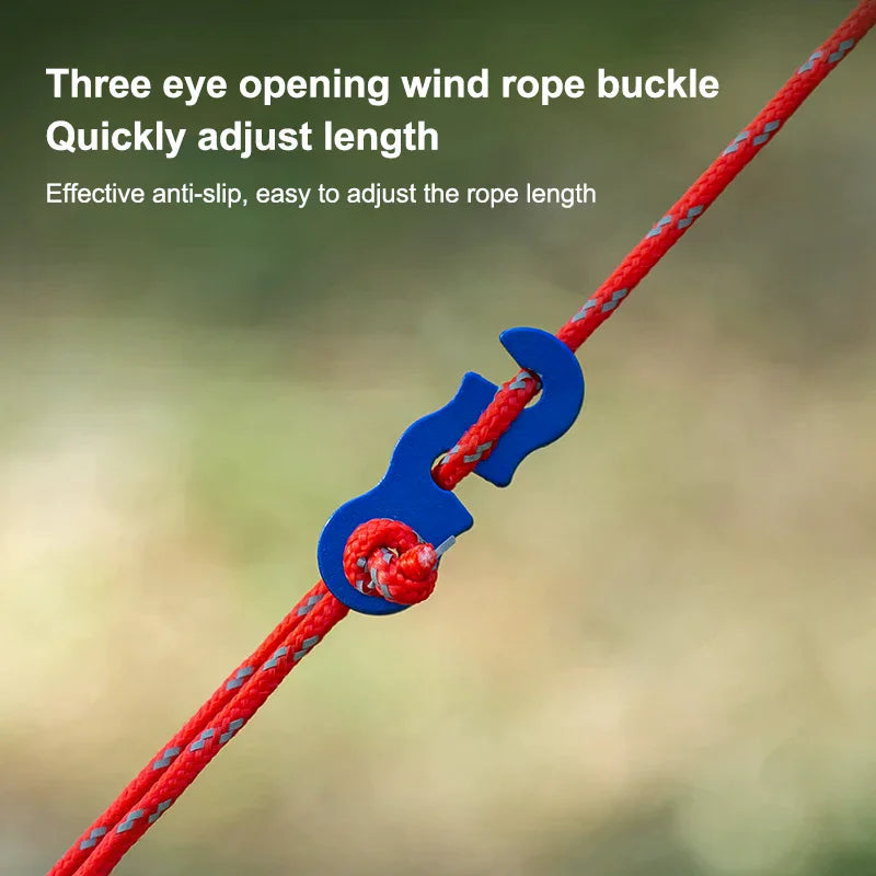 Camping Ropes Outdoor Reflective Tent Rope Reinforced Windproof Ropes With Buckle For Tent Tarp Canopy Accessories Zpaxo