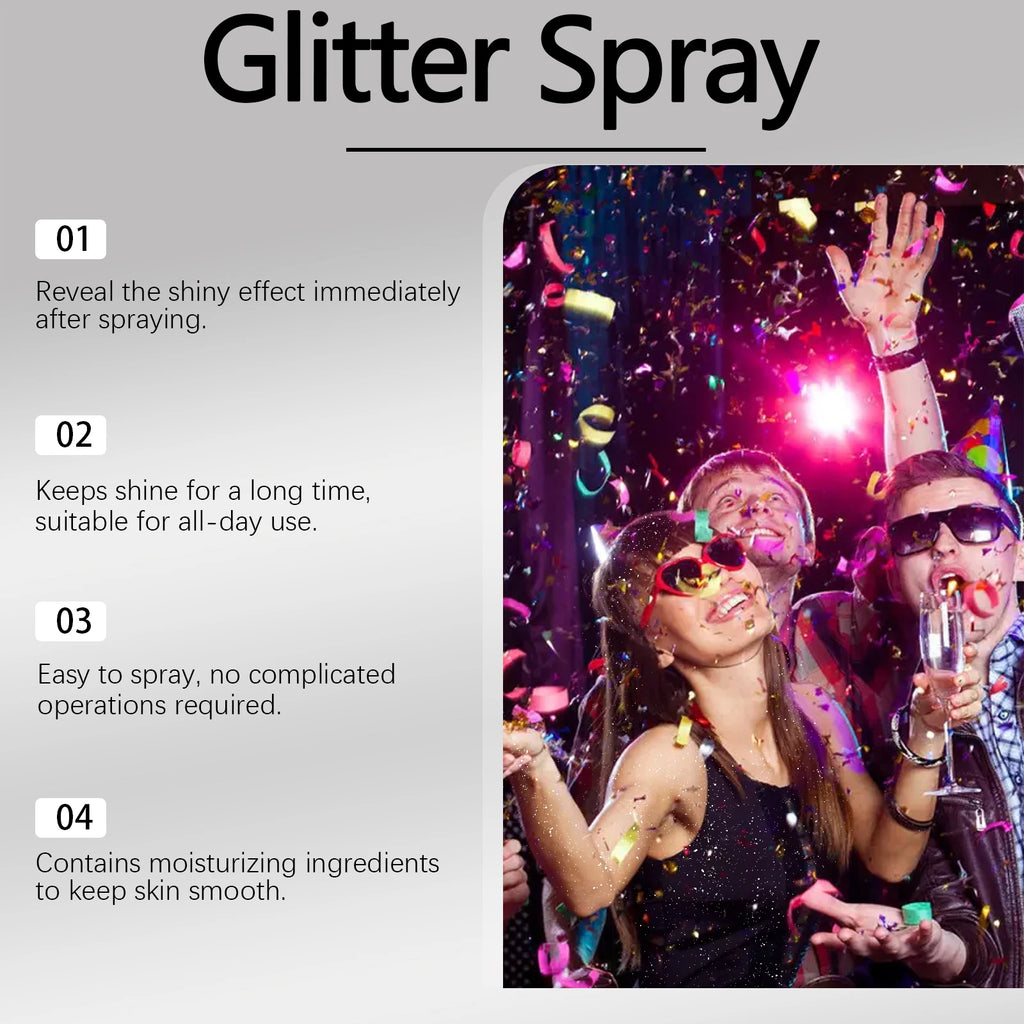 Glitter Highlighter Spray for Hair Body & Clothes – Party Glow Body Glitter Spray Zpaxo