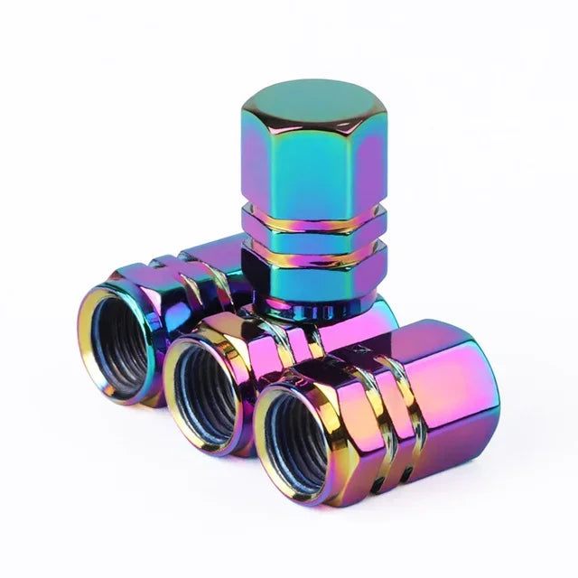 4-Pack Aluminum Tire Valve Stem Caps – Universal Car & Bike Fit Tire Valve Caps Zpaxo Colorful 4PCS