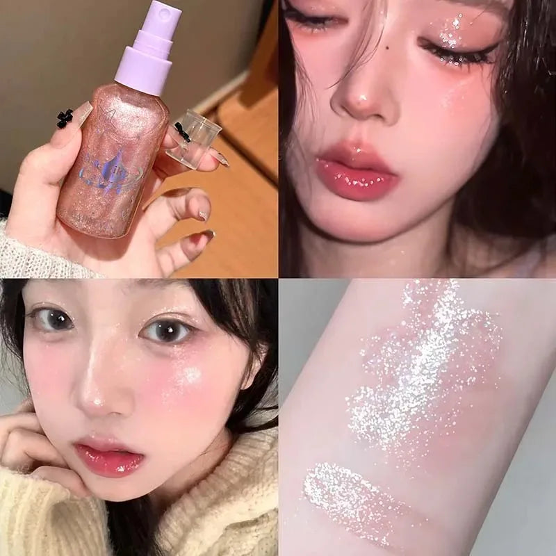 Pearlescent Glitter Spray Shimmer Oil Lasting Shine Champagne Contour