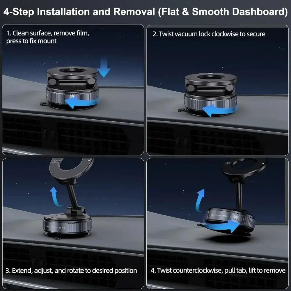 Foldable Design Magnetic Phone Mount Strong Magnetic Adsorption 360° Rotatable Vacuum Suction Mount Adjustable Design Zpaxo