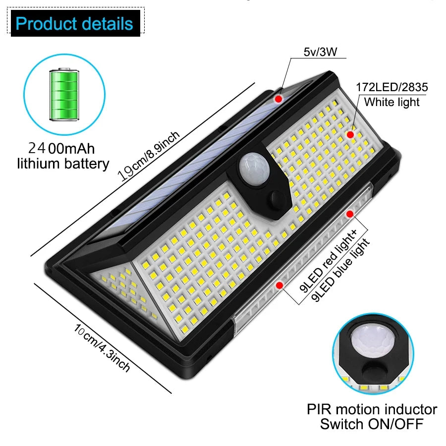 Sun LED Lights Motion Sensor Outdoor Garden Solar Lamp 4 Modes Zpaxo