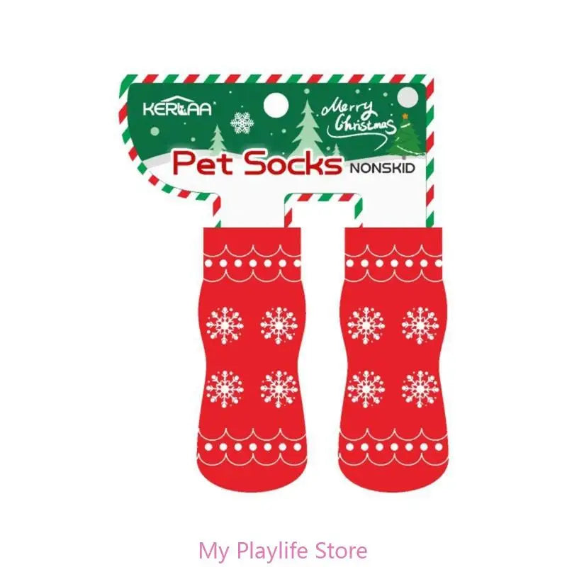 1pair Novelty Holiday Santa Dog Socks Puppy Stockings Festive Canine