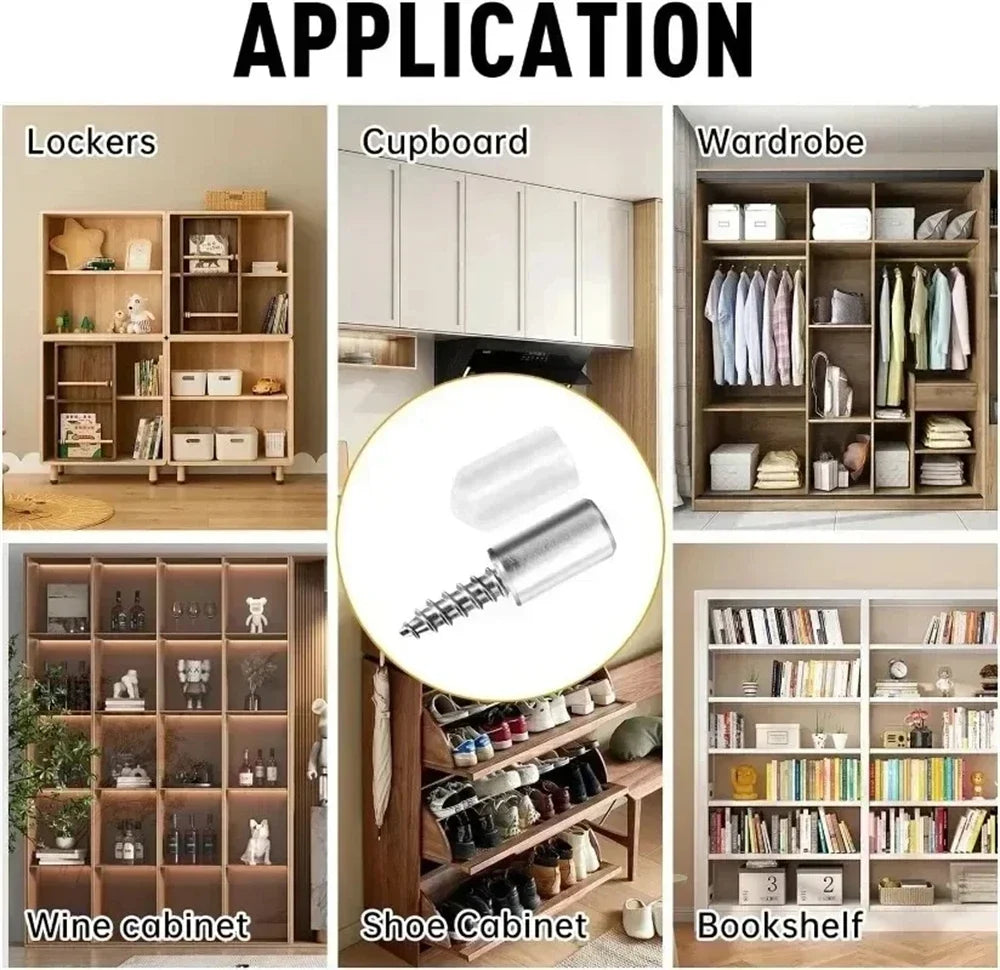 50/10PCS Self Tapping Screw Layer Plate Holder Wardrobe Septum Brackets Fixed Screw Shelf Support Pegs with Non-Slip Sleeve Zpaxo