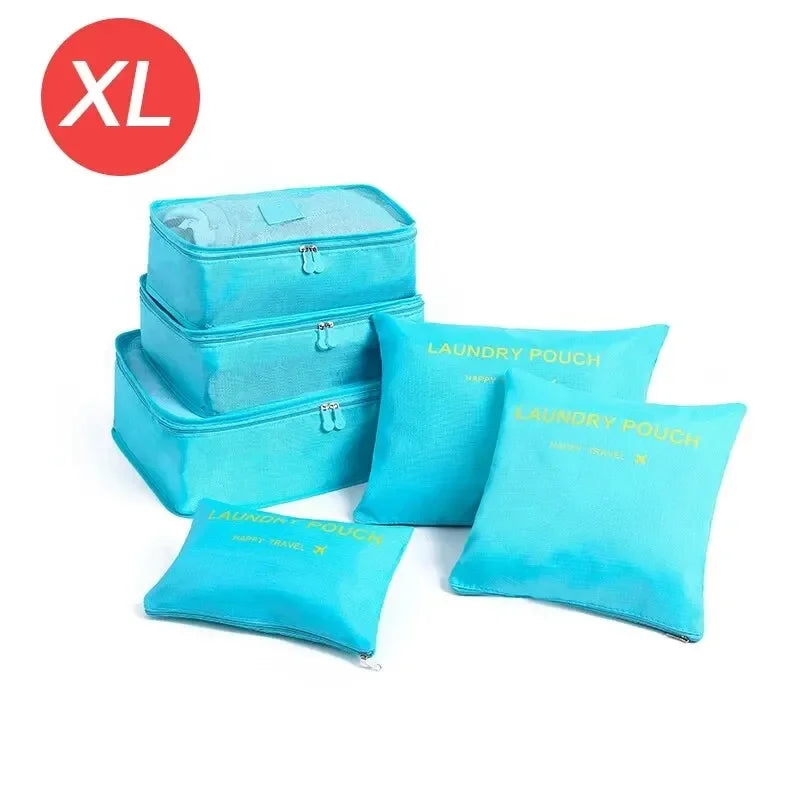 Home Travel 6-piece Clothing Storage and Organizing Bag Thickened Cosmetics Storage Bag Foldable Business Travel Storage Bag Zpaxo XL-Blue