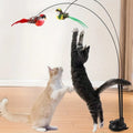 Cat Teaser Toy Stick Removable Suction Double Simulated Chirping Bird