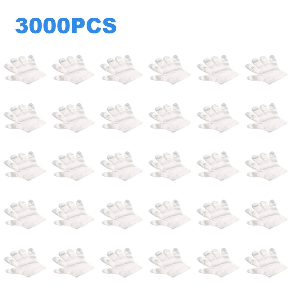 3000- Disposable Gloves Plastic Transparent Kitchen Bathroom Cleaning Zpaxo 3000PCS