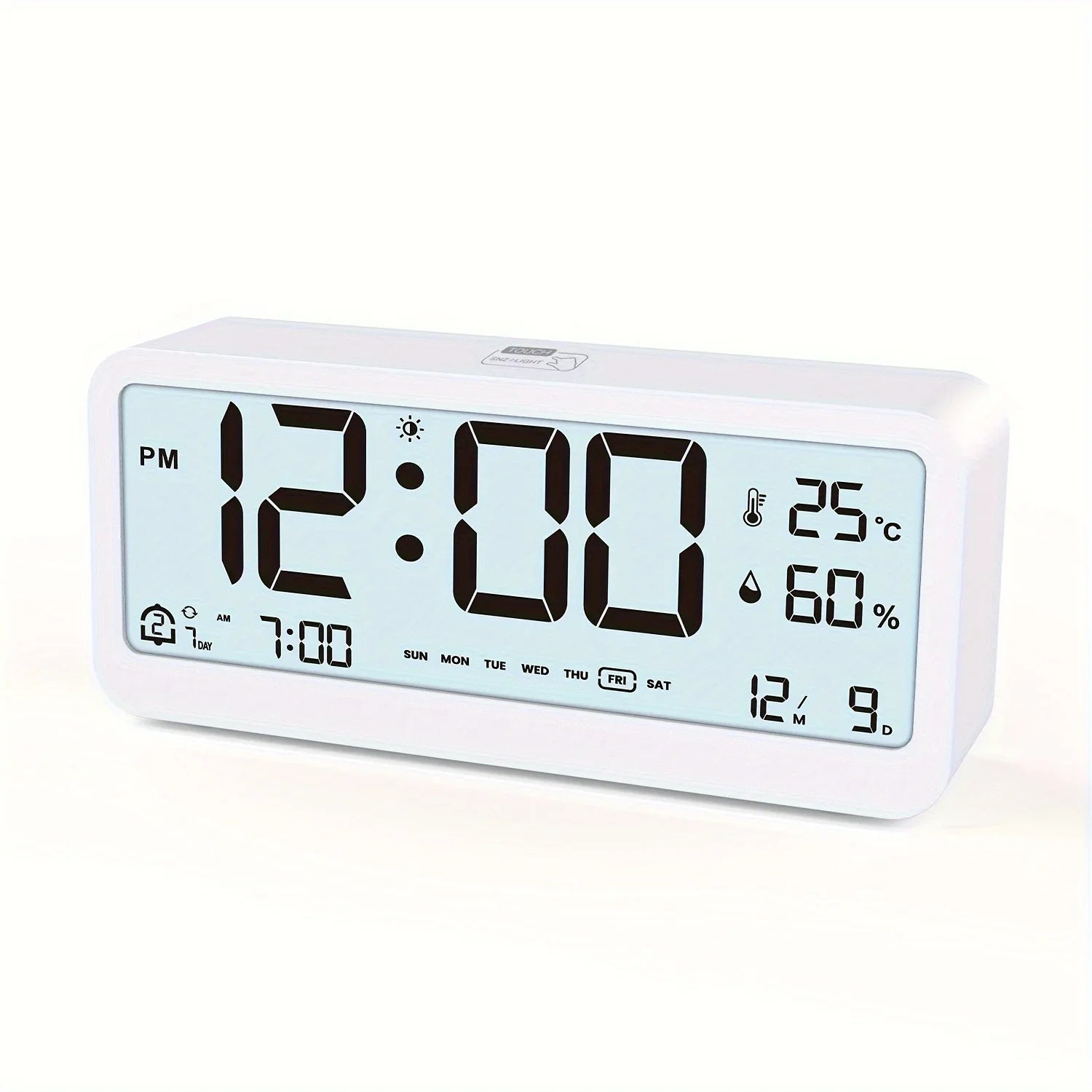 1 LCD Digital Alarm Clock Students Silent Temperature Humidity