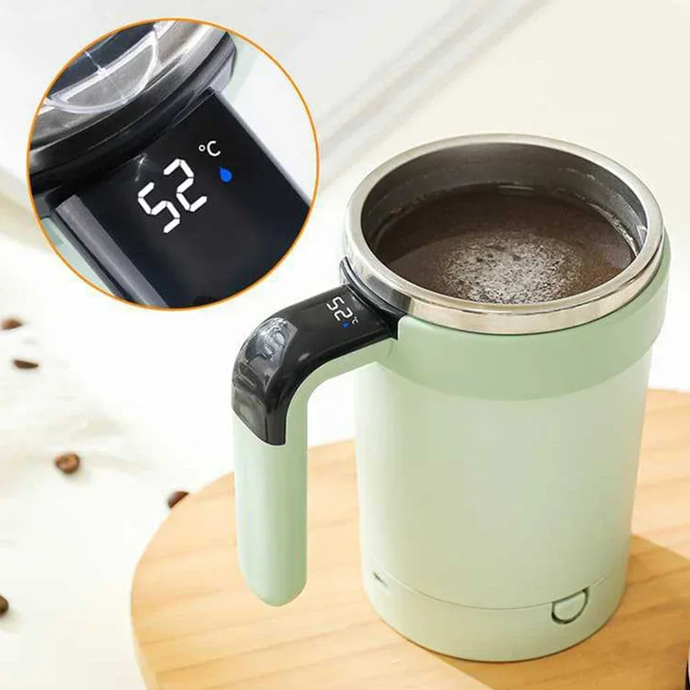 USB Self-Stirring Mug with LCD Temp Display & Warm Coaster Self-Stirring Mug Zpaxo