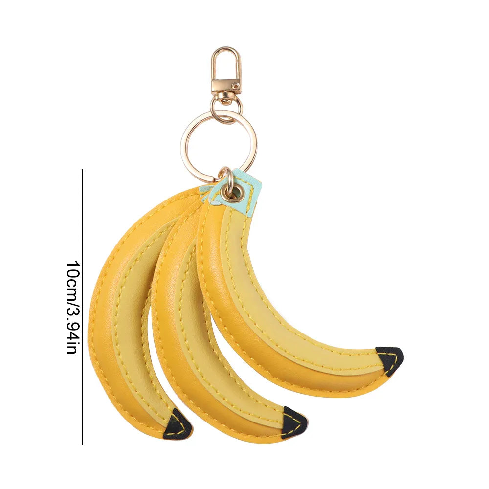 Cute Fashion Fruit Banana Keychain PU Banana Simulation PU Leather Pendant Waterproof Korean Style Fruit Key Ring Outdoor Zpaxo