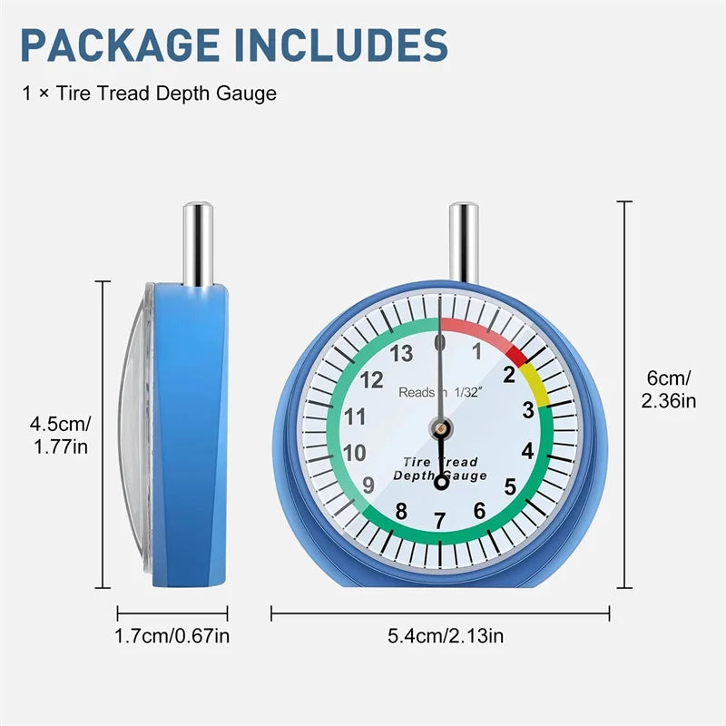 Dial Tire Tread Depth Gauge – Car, Truck & Motorcycle