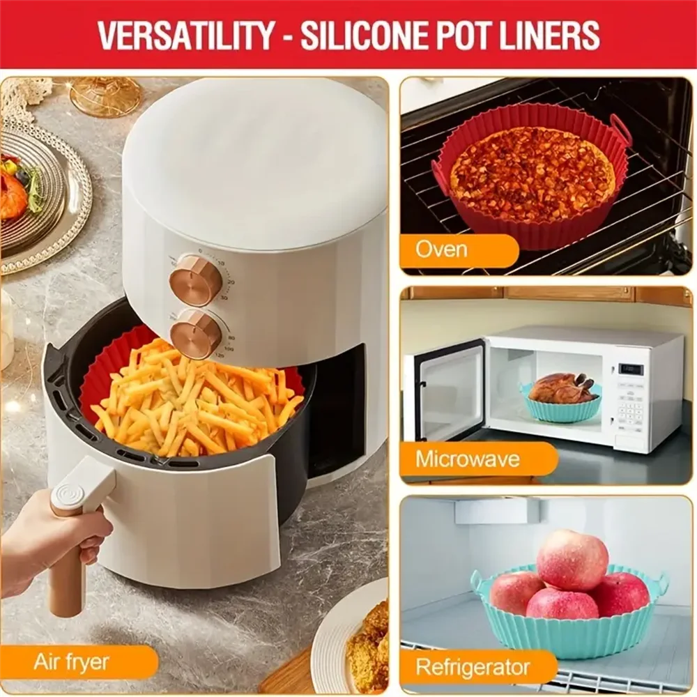 Silicone Air Fryer Liner Reusable Round Liners Tower BPA-Free Zpaxo