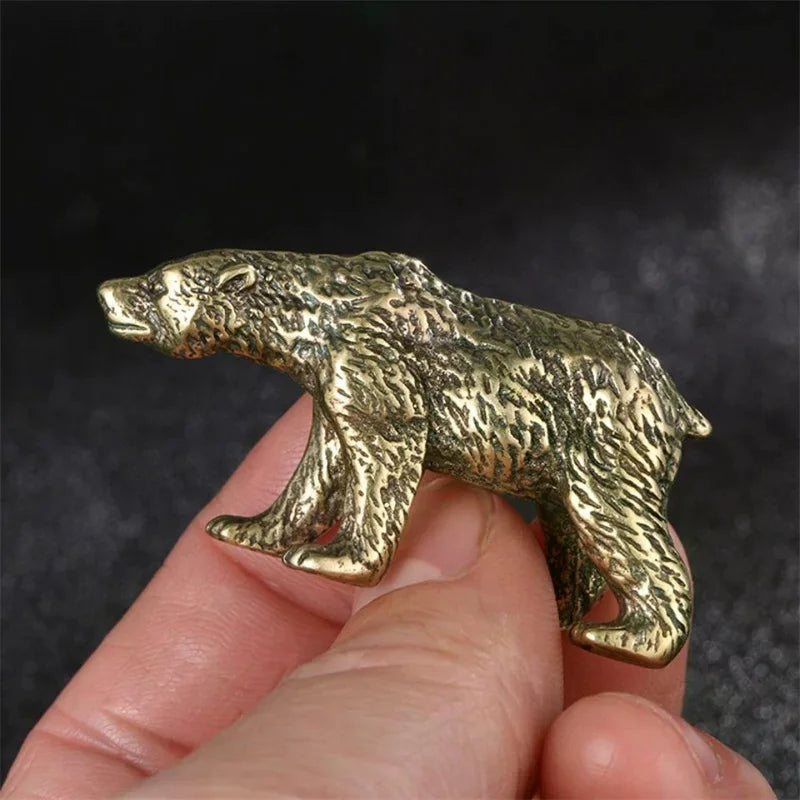 Animal Figurines Miniatures Children Toy Gifts Brass Cute Small Bear Statue Office Desk Ornaments Decorations Crafts Collections Zpaxo