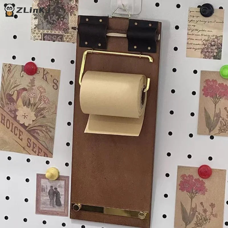 ▶1Pcs Vintage Refillable Kraft Paper Roll Kraft Notebook Set Hanging Writing Pad To-Do Lists Handmade Retro Clipboard DIY Crafts Zpaxo