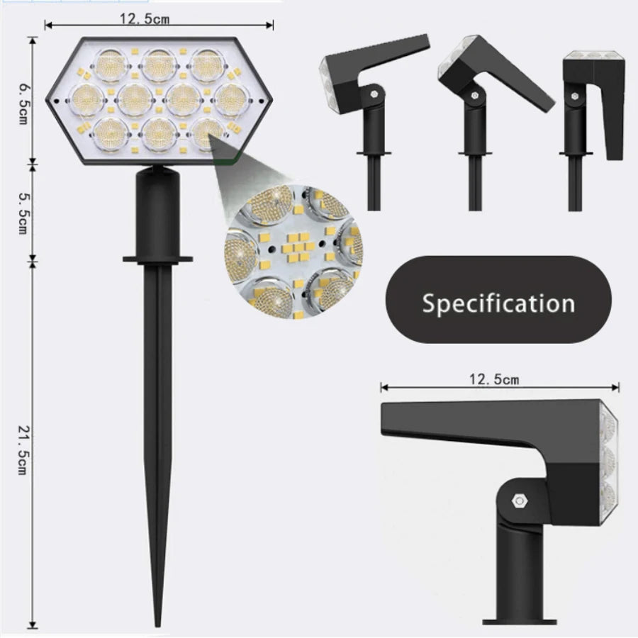 2/4PCS Solar Spotlight IP65 Waterproof Adjustable 92LED Landscape Wall Light Solar Powered Decor for Garden Fence Yard Pathway Zpaxo