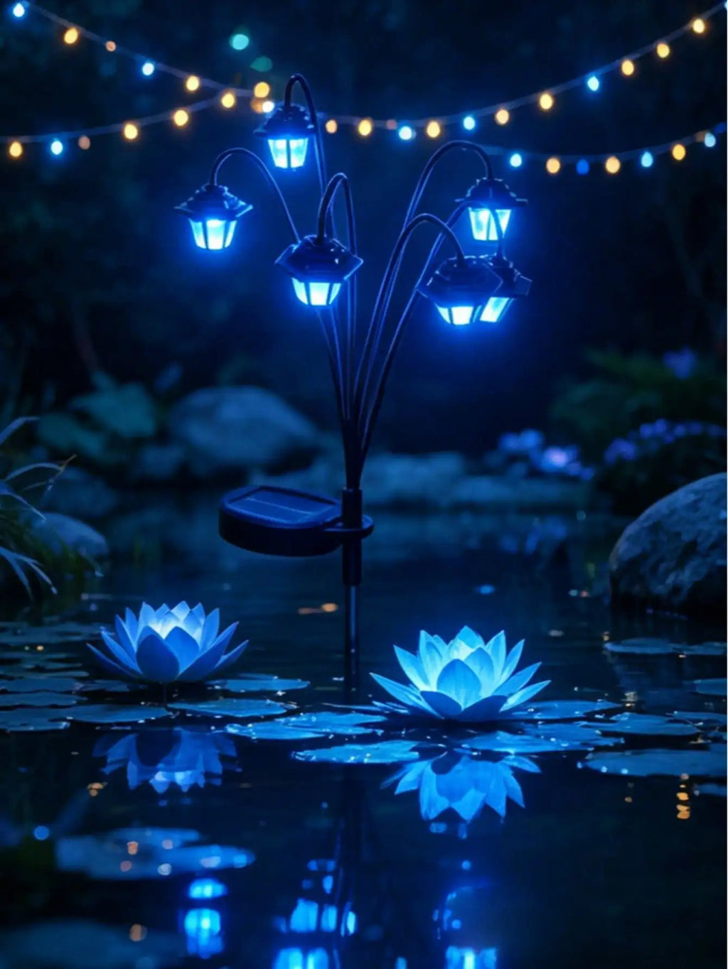 This Retro-style Solar-powered Outdoor Lantern Has Six Built-in Blue