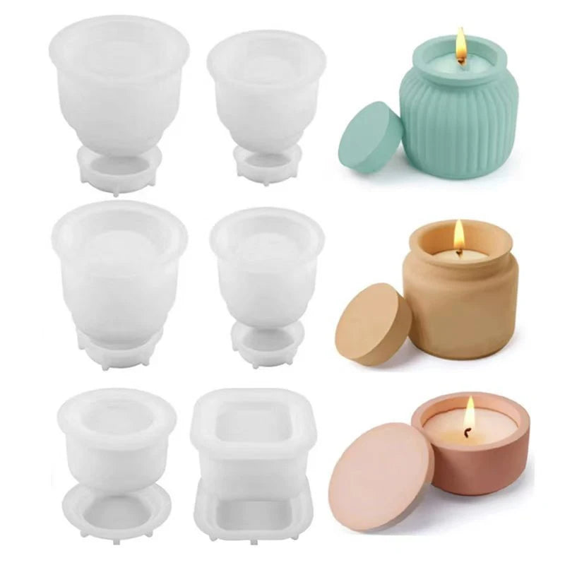 Silicone DIY Candle Jar Mold Lid Aroma Wax Making Resin Concrete Zpaxo