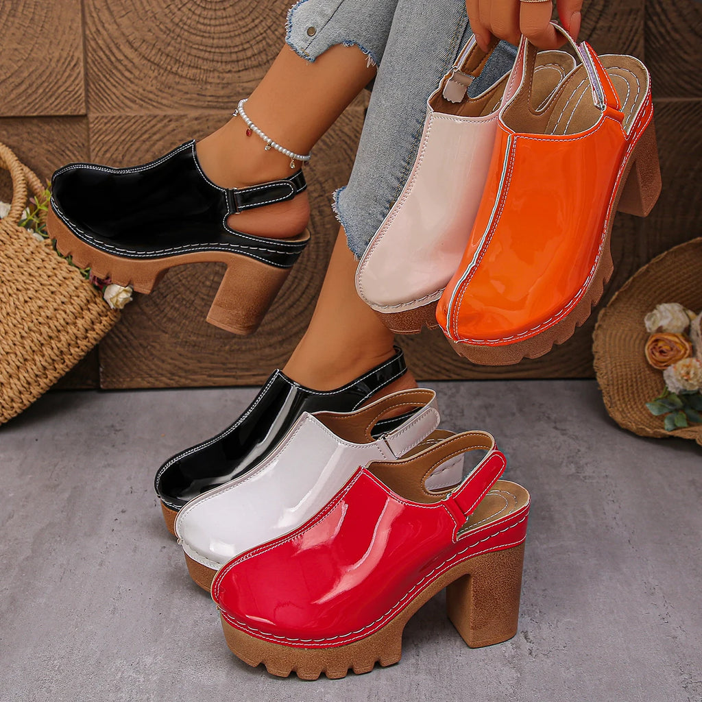 Women High Heels Sandals 2026 New Round Toe Summer Sandals Chunky Heel Comfortable Shoes Women Closed Toe Designer Women Shoes Zpaxo