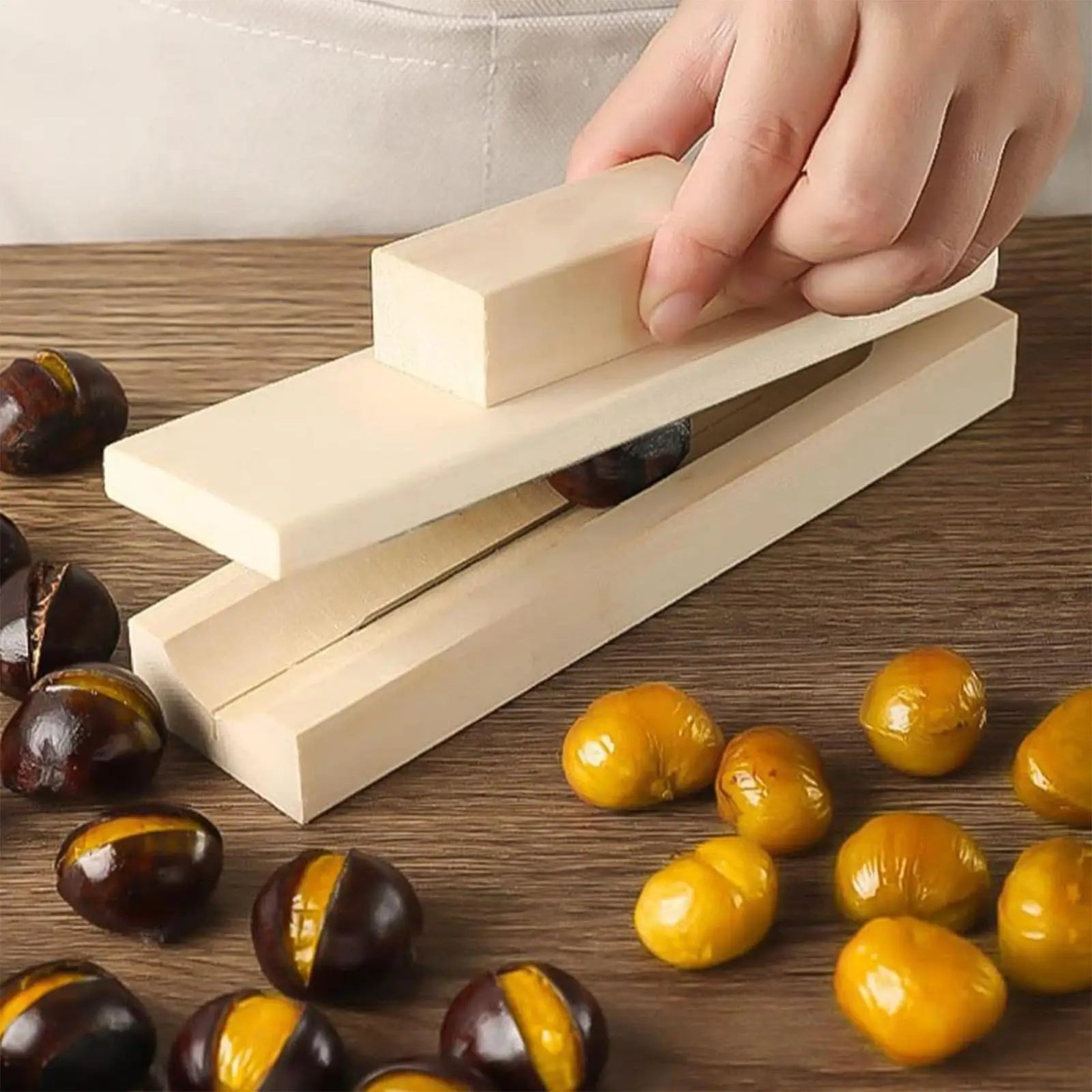 Nut Cracker Tool Manual Wooden Sheller Chestnut Walnut Opening