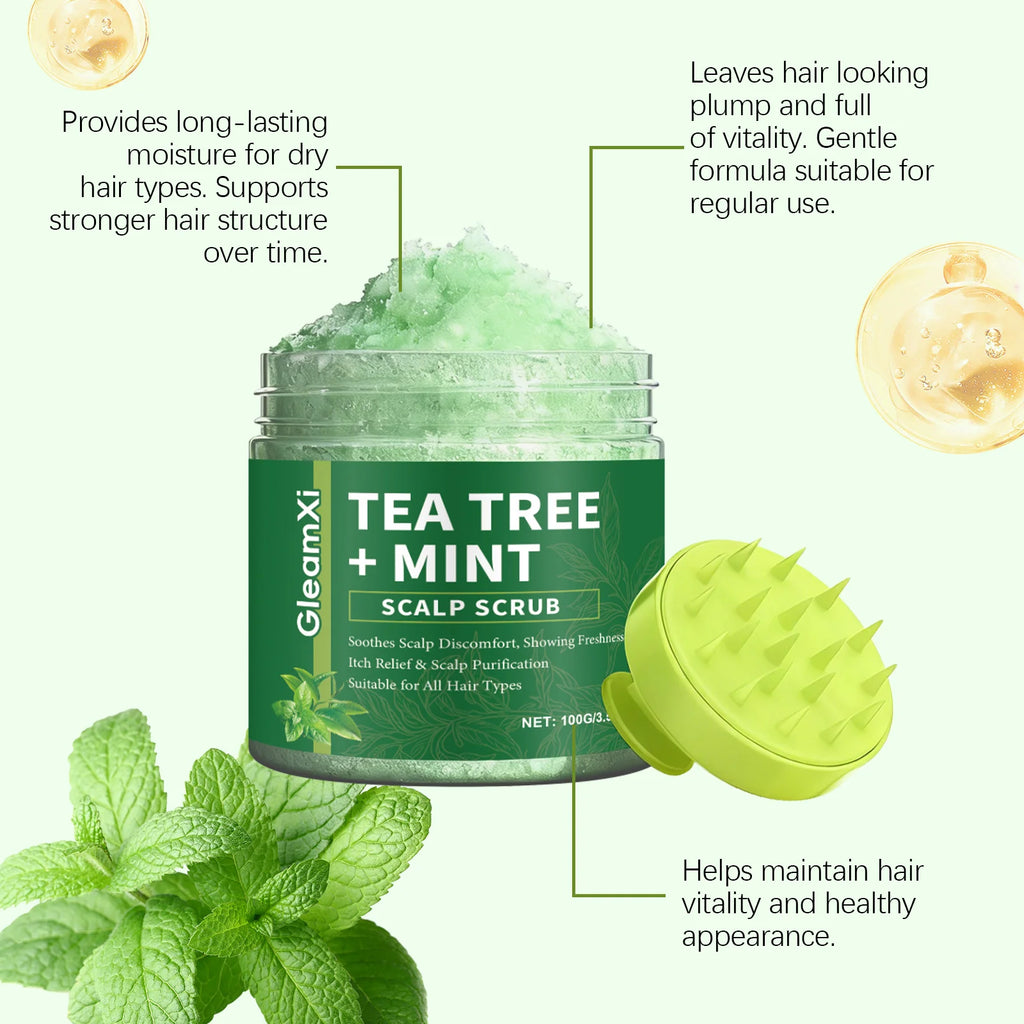 Gleamxi Tea Tree Scalp Scrub – Anti-Dandruff Shampoo 100g Scalp Scrub Shampoo Zpaxo